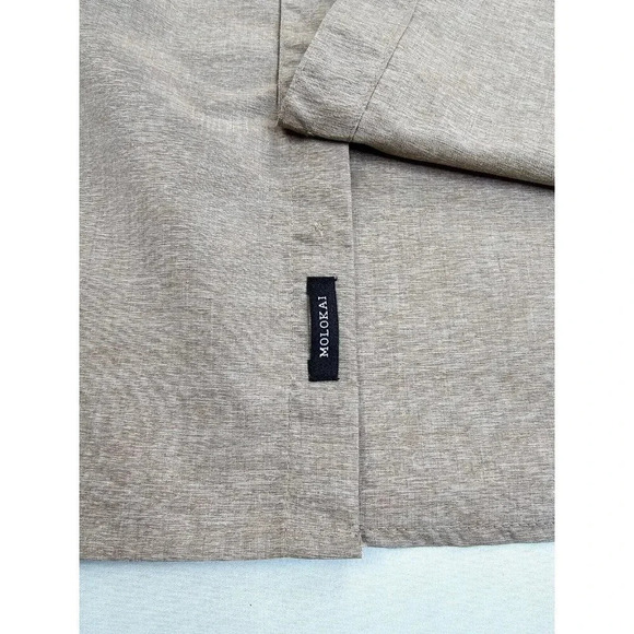 Molokai Size 2XL Men's Oatmeal Tan Short Sleeve Hem Logo Pocket Shirt NWT - Picture 6 of 11